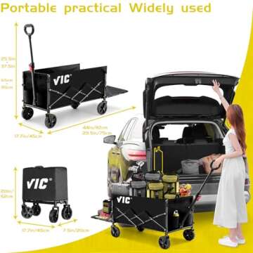 VIC Collapsible Folding Wagon - Extra Long & Heavy Duty