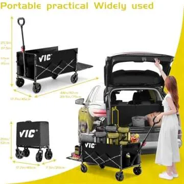 VIC Collapsible Folding Wagon - Extra Long & Heavy Duty
