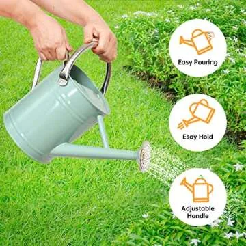 Lechloris Metal Watering Can for Outdoor Plants, Galvanized Steel Watering Can with Removable spout, 1 Gallon,Perfect Home & Garden Décor Cream Green