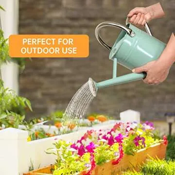 Lechloris Metal Watering Can for Outdoor Plants, Galvanized Steel Watering Can with Removable spout, 1 Gallon,Perfect Home & Garden Décor Cream Green