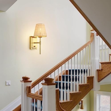 WINGBO Rattan Wrapped Wall Sconce Set of 2 for Elegant Lighting