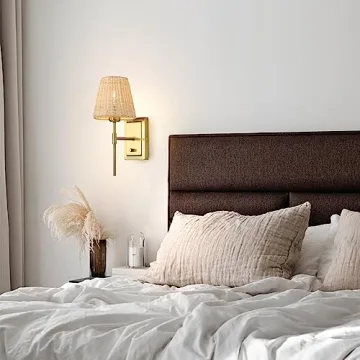 WINGBO Rattan Wrapped Wall Sconce Set of 2 for Elegant Lighting