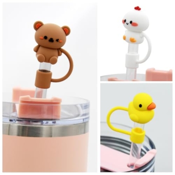Cute Silicone Straw Covers for Stanley Cup - 5 Animal Toppers