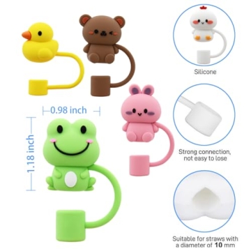 Cute Silicone Straw Covers for Stanley Cup - 5 Animal Toppers