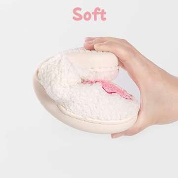 JAMANDUO Womens Pink Bow Slippers Cute Pink Bow Tie Plush Cozy Warm Indoor House Slippers 41-42