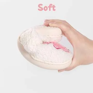 JAMANDUO Womens Pink Bow Slippers Cute Pink Bow Tie Plush Cozy Warm Indoor House Slippers 41-42