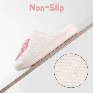 JAMANDUO Womens Pink Bow Slippers Cute Pink Bow Tie Plush Cozy Warm Indoor House Slippers 41-42
