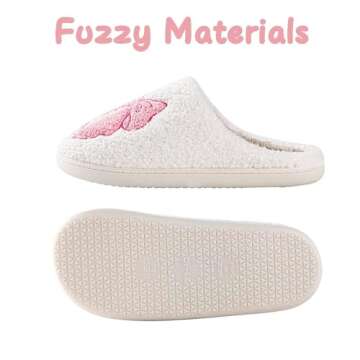 JAMANDUO Womens Pink Bow Slippers Cute Pink Bow Tie Plush Cozy Warm Indoor House Slippers 41-42