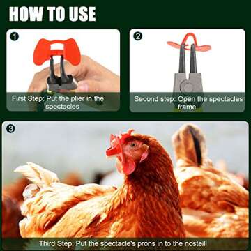 Boao 61 Pieces Pinless Peepers for Chicken Peepers Pheasant Poultry Blinders Spectacles Anti Pecking...