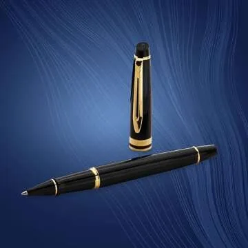 Waterman Expert Rollerball Pen Black Gold Trim Perfect Gift