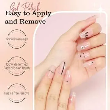 FZANEST Gel Nail Polish Jelly Nude Set,Sheer Natural Milky Pink 6 Colors Gel Polish Nail Kit Soak Off LED UV Varnish Nail Art Manicure Kit