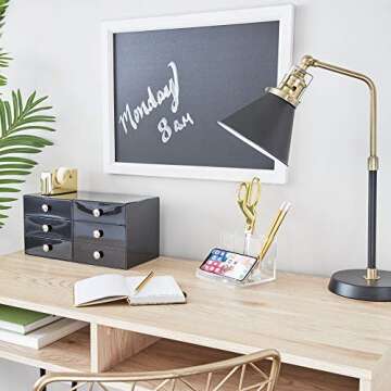 iDesign 35360 3-Drawer Plastic Vanity Organizer, Compact Storage Organization Set for Cosmetics, Dental Supplies, Hair Care, Bathroom, Dorm, Desk, Countertop, Office, 6.5" x 6.5" x 6.5", Black