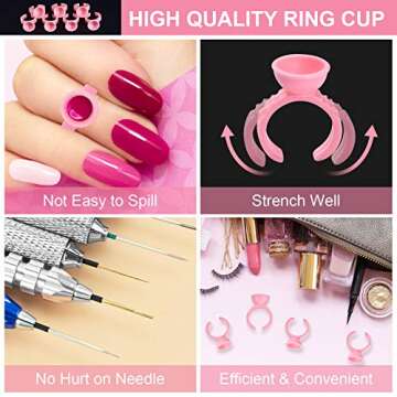 MEKK Glue Rings Glue Rings for Eyelash Extensions 300PCS Pink Lash Extension Supplies Eyelash Glue R...