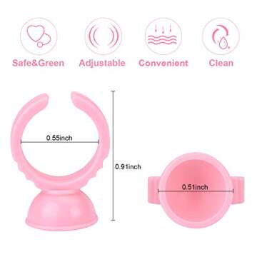 MEKK Glue Rings Glue Rings for Eyelash Extensions 300PCS Pink Lash Extension Supplies Eyelash Glue Rings Disposable Pigment Rings for Eyelash Extension Nail Art