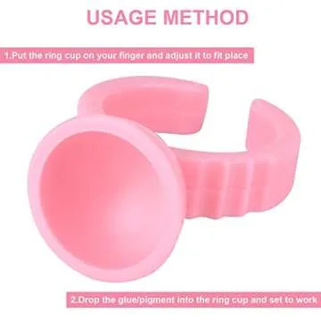 MEKK Glue Rings Glue Rings for Eyelash Extensions 300PCS Pink Lash Extension Supplies Eyelash Glue Rings Disposable Pigment Rings for Eyelash Extension Nail Art