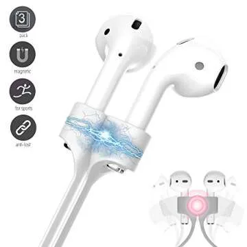 Ultra Strong Magnetic Airpod Pro Strap Anti-Lost Cord Sports Lanyard Compatible with Airpods 3rd 2nd Generation Pro 3 2 1 (3 White)