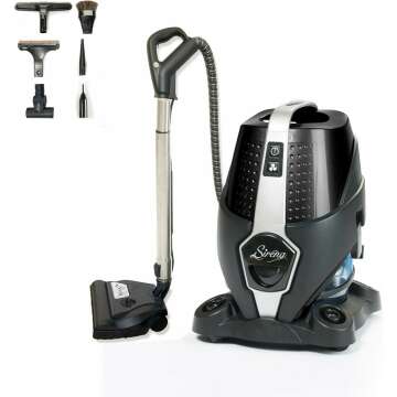 Sirena Bagless Vacuum Cleaner Black Platinum - Water Filtration Pet Vacuum with HEPA Filter and Turb...