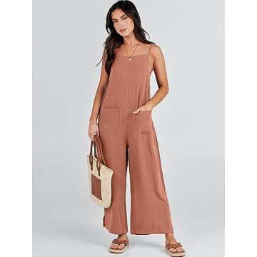 Trendy ANRABESS Casual Jumpsuit - Summer Loose Fit Linen Romper for Women