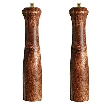 Natural Wood Salt and Pepper Grinder Set - Elegant & Adjustable Mills 10" (2PC)