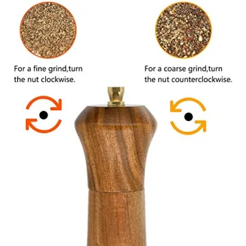 Elegant Natural Wood Salt and Pepper Grinders Set 10"
