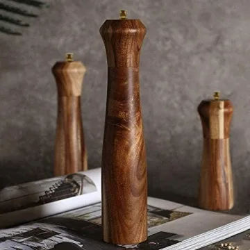 Elegant Natural Wood Salt and Pepper Grinders Set 10"