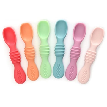 PrimaStella Silicone Chew Spoon Set for Babies and Toddlers - Safe, BPA Free, Easy Clean