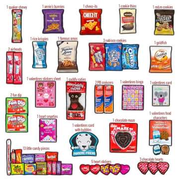 Valentine's Day Gift Basket (45ct) Snacks Chocolates Candy Filled Wrapped Assortment Variety Bundle ...