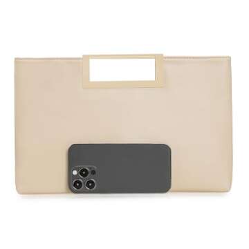 CHARMING TAILOR Fashion PU Leather Handbag Stylish Women Convertible Clutch Purse (Beige)