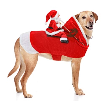 BWOGUE Santa Dog Costume Christmas Pet Clothes Santa Claus Riding Pet Cosplay Costumes Party Dressin...