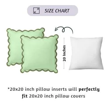 Folkulture Throw Pillow Covers 20x20, Set of 2 Scalloped Pillow Cover, Decorative Pillows, Cute Outdoor Pillows, Sage Green Throw Pillows, Green Pillows for Couch Pillows for Living Room