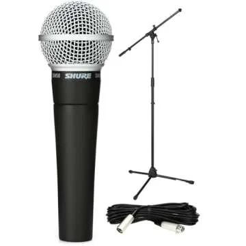Shure SM58 Dynamic Vocal Microphone Bundle: Includes Mic, Stand, XLR Cable – Perfect for Live Perf...