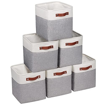Kntiwiwo Set of 6 Fabric Storage Cubes 10.5”x10.5”x11” - Stylish and Functional Bins for Home ...