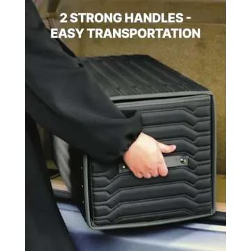 Owleys Foldable Trunk Organizer For Car - Trunk Organizers Car Storage - Collapsible Auto Trunk Organizer With Lid - Small And Large Cargo Organizer - Trunk Organization (Hoghway 17+21)