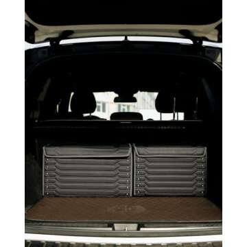 Owleys Foldable Trunk Organizer For Car - Trunk Organizers Car Storage - Collapsible Auto Trunk Organizer With Lid - Small And Large Cargo Organizer - Trunk Organization (Hoghway 17+21)