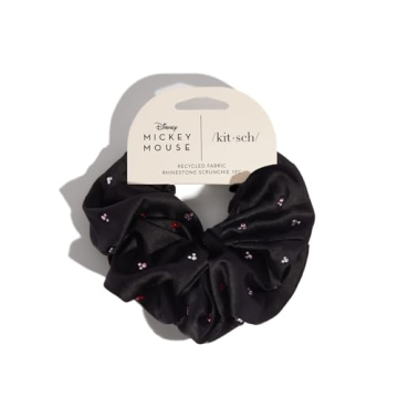 Mickey/Minnie x Kitsch Fabric Rhinestone Scrunchie - Oversized Gentle Hair Tie for All Hair Types in...