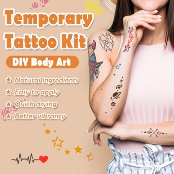 ANTIKE Temporary Tattoo Kit - 10 Inks & 84 Stencils