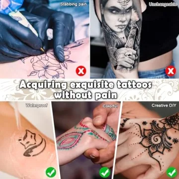 ANTIKE Temporary Tattoo Kit - 10 Inks & 84 Stencils