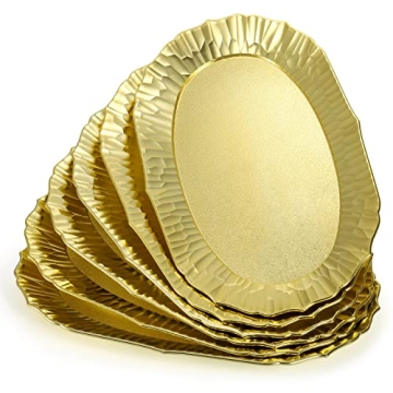 Elegant AVLA 6 Pack Gold Plastic Serving Trays for Parties and Events