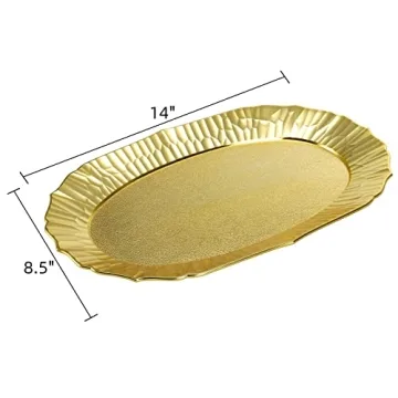 AVLA 6 Pack Reusable Gold Serving Trays for Events