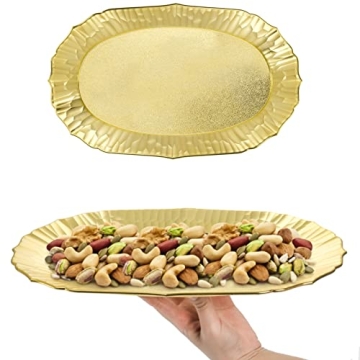 AVLA 6 Pack Reusable Gold Serving Trays for Events