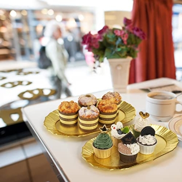 AVLA 6 Pack Reusable Gold Serving Trays for Events