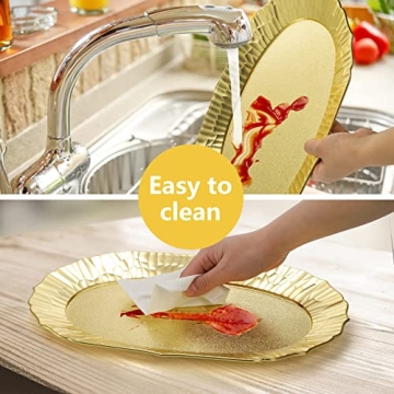 AVLA 6 Pack Reusable Gold Serving Trays for Events