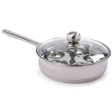 Norpro Stainless Steel Egg Poacher/Skillet Set, 10", Silver, 1 Liters