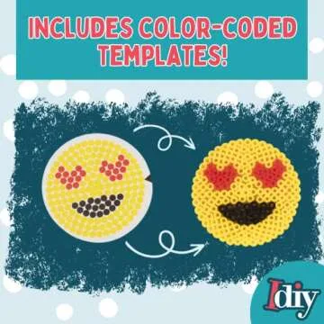 Emoji Smiley Face Fuse Beads- 6 Different Emojis - 3600pcs (6 Colors), Tweezers, Peg Boards, Ironing Paper, Case - Works with Perler Bead- Pixel Art Project Gift- Officially Licensed by Emoji