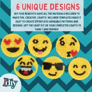Emoji Smiley Face Fuse Beads- 6 Different Emojis - 3600pcs (6 Colors), Tweezers, Peg Boards, Ironing Paper, Case - Works with Perler Bead- Pixel Art Project Gift- Officially Licensed by Emoji