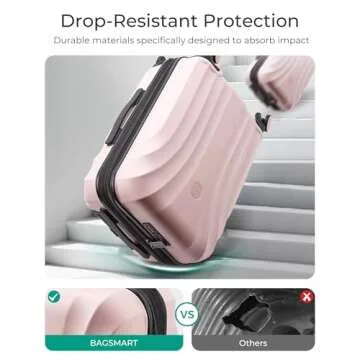 BAGSMART Carry On Luggage 22x14x9 Airline Approved with TSA Lock, Expandable Hard Shell Suitcase with Spinner Wheels, Lightweight 20 Inch Travel Rolling Carry-On Luggage, Pink
