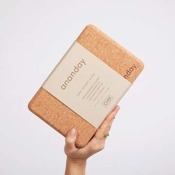 ANANDAY Cork Yoga Block - Non-Slip, Eco-Friendly Support for Yoga