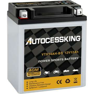 YTX14AH-BS 12V 12Ah Sealed AGM Battery - Maint-Free Powersport Replacement