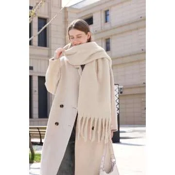 Wander Agio Cashmere Feel Scarf Long Pashmina Shawls and Wraps for Women Large Blanket Scarves Solid Apricot 2