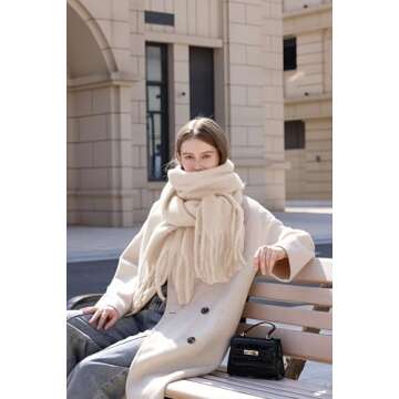 Wander Agio Cashmere Feel Scarf Long Pashmina Shawls and Wraps for Women Large Blanket Scarves Solid Apricot 2